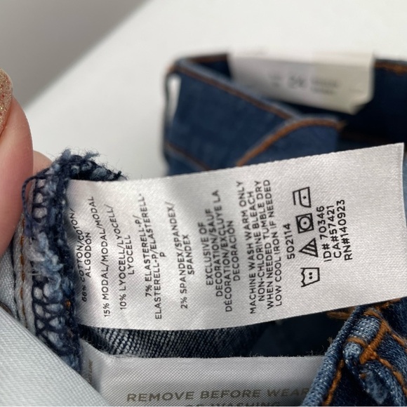 NWT Loft Modern Skinny Crop Tapestry Cuff Pockets Button Zip Dark Wash Jeans - Picture 7 of 11